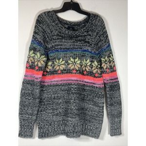 American Eagle Outfitters AEO Jegging Sweater Fairisle Gray Floral Medium